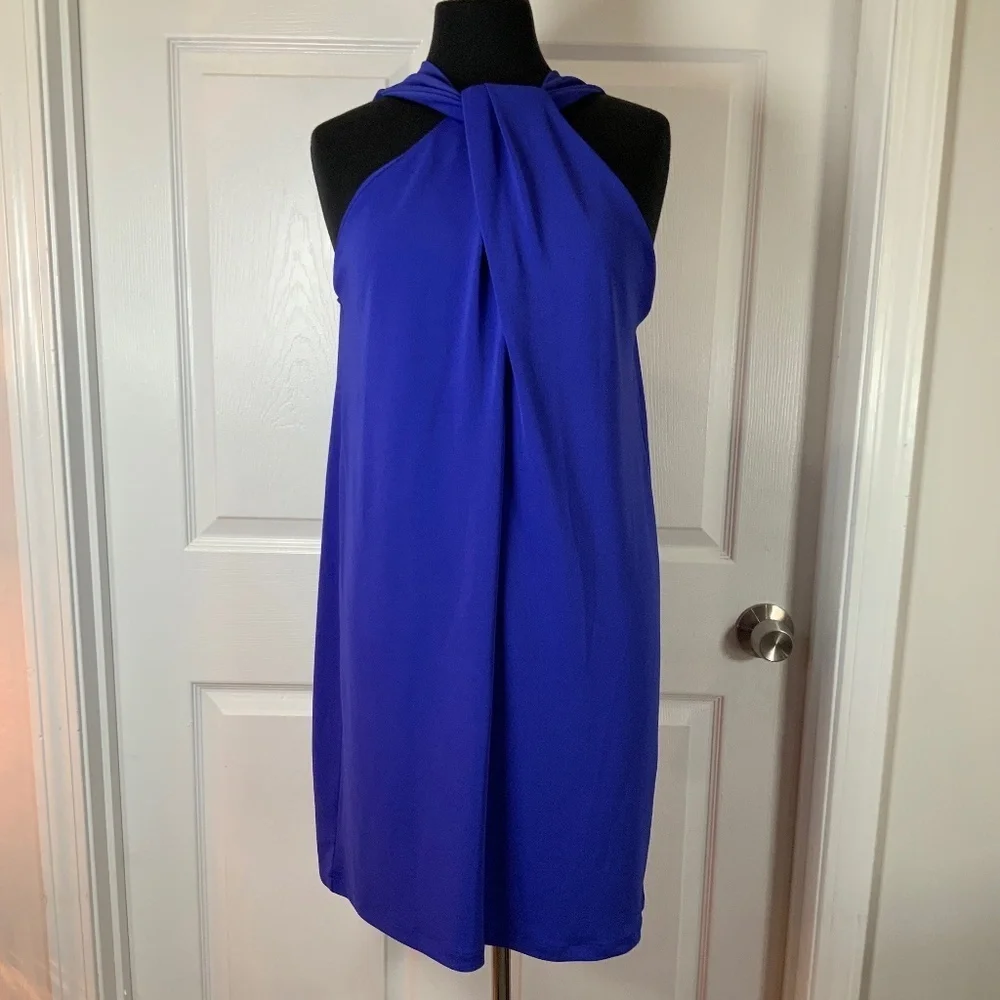 Zara Halter Blue Knotted Cocktail Mini Dress Size Large New